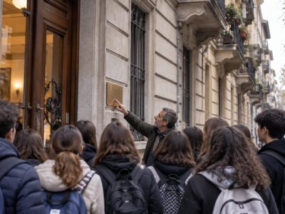 Ex negozio confiscato alla mafia a Milano trasformato in spazio di quartiere, con bambini che fanno i compiti